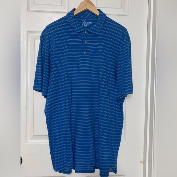 Peter Millar XL  Blue and Light Blue Striped Polo Shirt - Picture 1 of 5